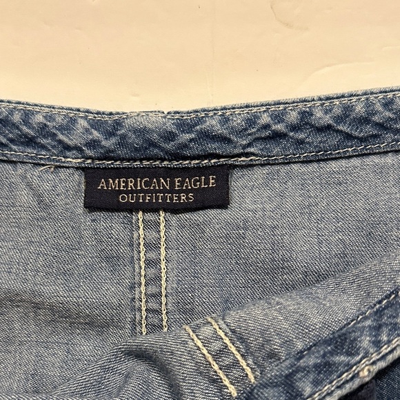 American Eagle Blue cotton Denim Mini Skirt with Drawstring Size XS - Picture 4 of 8